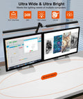 Clamp Desk Lamp LED 24W With Adjustable Color And Brightness Three Modes Eye Caring Light on dual-monitor setup