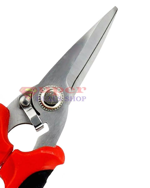 8 Inch Stainless Steel Straight Cut Snips Built Tough Industrial Shears Featuring Insanely Sharp Serrated Blades Plus Cozy Non Slip Grips No Sweat Cutting For Leather Foam And Cloth