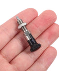 Stainless Steel Retractable Spring Plunger Knurled Grip Indexing Pin in hand, showcasing precision for shop modifications.