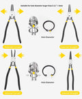 8 Pc Extra Long Snap Ring Pliers And Hook Tool Set, 13 Inch Heavy Duty Internal And External C Clip Pliers With Straight And Bent Jaws
