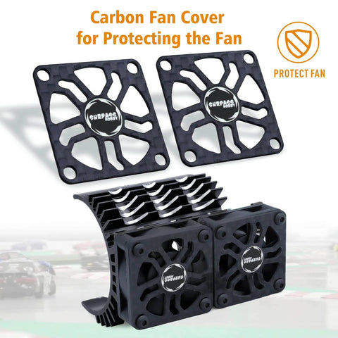 Beefed-Up Dual 30MM RC Car Cooling Fans With Aluminum Heatsink For 40 To 42mm Brushless Motors and carbon fan covers
