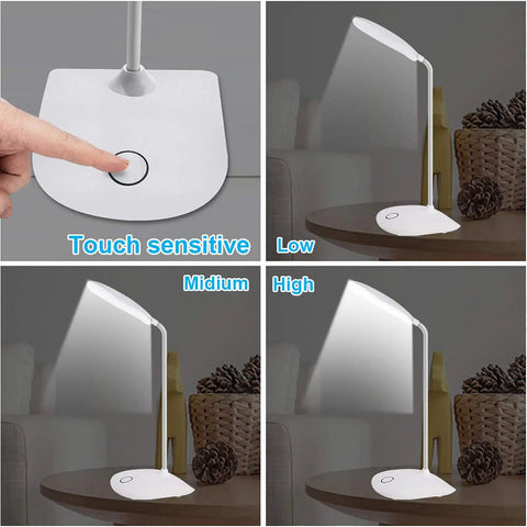Go To Desk Lamp With Flexible Gooseneck And Three Level Brightness Battery Operated Table Lamp 5W Touch Control display