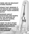Watch Spring Bar Tool Kit With Pliers And 10 Tips, Pin Bar Tweezers for Quick Disassembly, Silver Aluminum, Side View