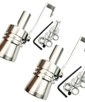 XL Size Aluminum Alloy Universal Turbo Sound Exhaust Muffler Pipe Whistle Car Roar Maker 2 Pack Silver Tone with accessories
