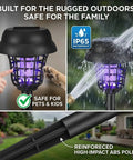 Solar Powered Outdoor Bug Zapper 4 Pack With Dual Lighting Mode 365nm UV Lure And 1000V Grid, waterproof with reinforced poles