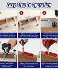Easy operation steps for Pro Grade Dead Nuts Precise Door Hinge Template Kit For Router Adjustable Mortise Jig.