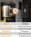 Comparison of lit outdoor wall light fixture waterproof for porch patio front door and garage 15 inch exterior wall sconce vs others