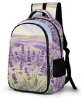 Purple Flower Valley Printed Unisex Backpack With Large Capacity Durable Polyester Daypack featuring floral field design