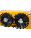 Yellow Pro Grade Hydraulic Oil Cooler and Heat Exchanger with Dual Fans DC24V Operation Radiator Plate Style