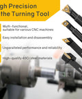 Indexable lathe turning tool kit with 21 pieces, 3/8''-10mm shanks, includes 14 carbide inserts and 7 tool holders