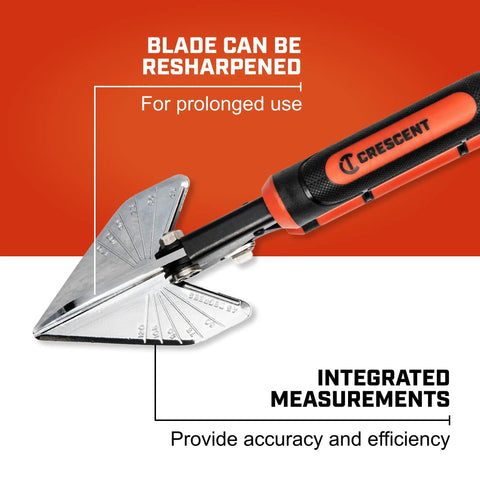 9 Inch Molding Miter Snips CTM45RS Heavy Duty Handheld Shears For Precise Angled Cuts With Resharpenable Blade and Measurements