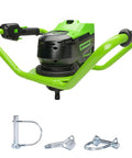 80V Brushless Earth Auger And Post Hole Digger With LED Work Lights Quiet Yet Powerful Gas Equivalent Torque 210 RPM Forward 50 RPM Reverse 59 Ft Lbs