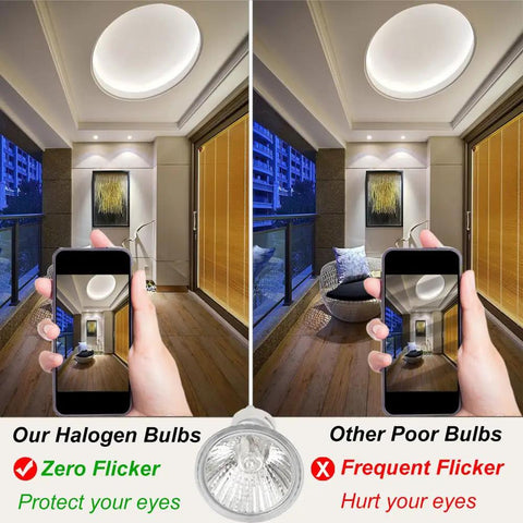 Comparison of lighting with GU10 50W Halogen Replacement Bulbs For Candle Warmer Lamps and other poor bulbs in living room