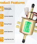 12V Inline Fuel Pump Low Pressure Transfer For Motorcycle Carburetor Lawn Mower Gas Or Diesel Engine Universal 2.5-4 Psi