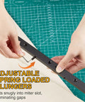 Hand adjusting adjustable spring-loaded plunger on Premium Aluminum Miter Bars 3 4 By 3 8 By 19 Inch Table Saw Runners.