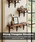 Branch Style Wall Mount L Brackets Vintage Rustic Decorative Support For Kitchen Home Office Thick Wood Shelves mounted with books.