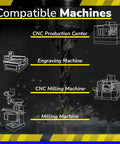 Image showing CNC Production Center, Engraving Machine, CNC Milling Machine, and Milling Machine compatible with Extra Long Reach Micrograin Carbide Square End Mill, Four Flute, One Quarter Inch Shank And Cutting Diameter, Four Inch Overall Length, Dual Pack Pro Grade For Milling Alloy Steels, Hardened Steel, Metal And More, DIYers And Pros.