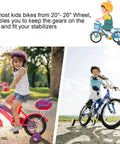 Children riding bikes with training wheels outdoors, compatible with 2 Pack Bicycle Axle Extenders 3/8-26 TPI Stainless Steel.