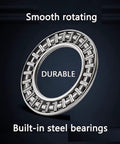 Built-in steel bearings for smooth glide on Top Shelf Tempered Glass Lazy Susan Turntable With Zero Friction Bearing.