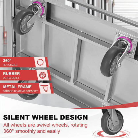 Beast Steel Panel Cart With Four Swivel Casters 2500 Lb Capacity 36x24 Inch Steel Board, close-up of rubber swivel wheels