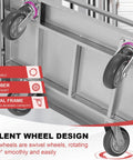 Heavy Duty Panel Cart With Four Swivel Casters Platform Truck 2500 Lbs Capacity 36x24 Steel Frame close-up of rubber wheels