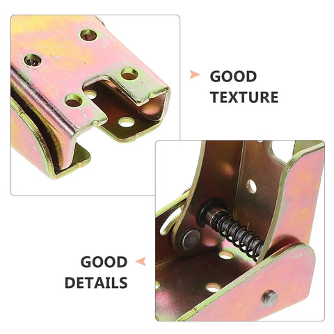 Close-up of 4 Sets 90 Degree Self Closing Folding Table Leg Hinges Built Tough Heavy Duty Metal Cabinet Door Hinges detail