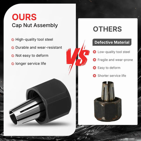 Comparison of high-quality and low-quality Self Releasing Collet And Locking Nut Assembly One Eighth Inch For Grinder Accessories