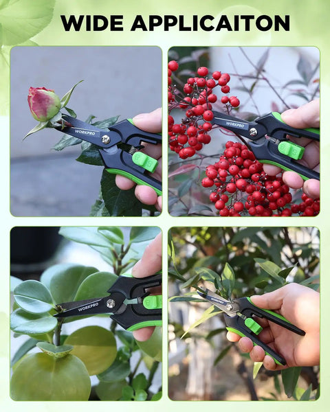 6 Inch Pruning Shears For Razor Sharp Precision Cuts With Easy Grip And High Carbon Steel Blades Nonstick Coating Safety Lock Garden Clippers For Flowers, Plants, Fruits, And Herbs trimming plants.
