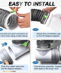 Easy installation steps for 8 Ft Dryer Vent Hose Kit For Tight Spaces With 6 Layer Duct And 90 Degree Elbow Rubber Seal Connectors