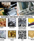 Pro Grade M14x1.5 Thread Tap HSS 6542 in use, suitable for materials like steel, brass, aluminum, copper, wood, plastic.