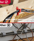 Sihai 10 Pack Hammer In Insulated Cable Staples, Heavy Duty Multi Cable Stacker For Romex Coaxial Cat5 Nm Cable, Flame Retardant Red on wood.