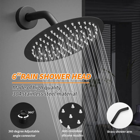 Badass Matte Black Tub And Shower Faucet Set With Valve Included Features Six Inch Rain Shower Head Single Handle Diverter Control For A Slick Bathroom Upgrade That Is A Dead Simple Game Changer Delivering Zero Hassle Install