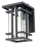 Retro Outdoor Wall Light With Clear Seeded Glass Shade In Black Finish, IP65 Waterproof Exterior Wall Lantern, E26 Porch Light Fixture