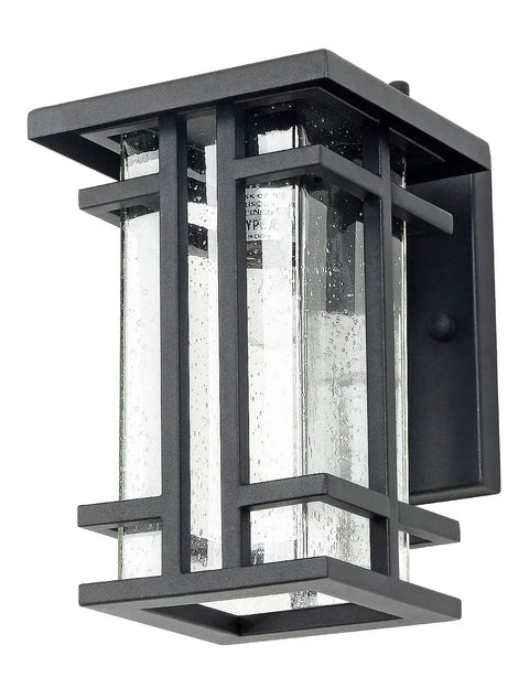 Retro Outdoor Wall Light With Clear Seeded Glass Shade In Black Finish, IP65 Waterproof Exterior Wall Lantern, E26 Porch Light Fixture
