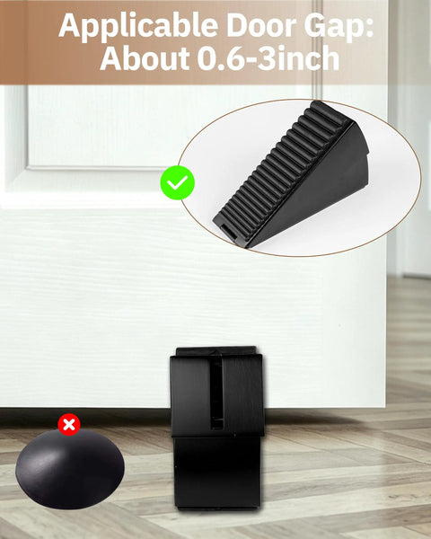 Heavy Duty Door Stopper Wedge with Adjustable Spring fits 0.6 to 3 inch gaps for interior entry and patio doors