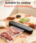Compact Four In One Vacuum Sealer For Food With Digital Timer And 100W Motor on kitchen counter sealing various food types