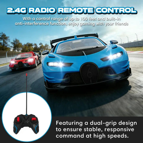 One Eighteen Scale RC Car For Indoor And Outdoor Racing, Fast Electric Sport Toy With LED Headlights, Remote Control