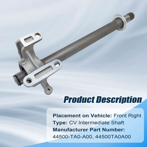 Front Right CV Intermediate Shaft 44500TA0A00 Direct Swap For Honda Crosstour Accord AT And Acura TSX detailed view.