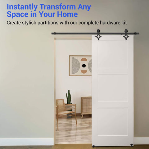 Heavy Duty Barn Door Hardware Kit for Sliding Doors, Single Or Double Barn Door Assembly With Track Rails And Rollers