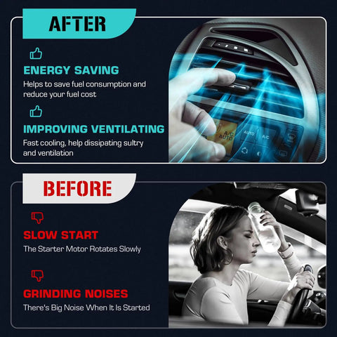 Premium AC Compressor With Clutch Assembly Fits Toyota Corolla And Matrix 1.8L benefits showing after and before cooling effects.