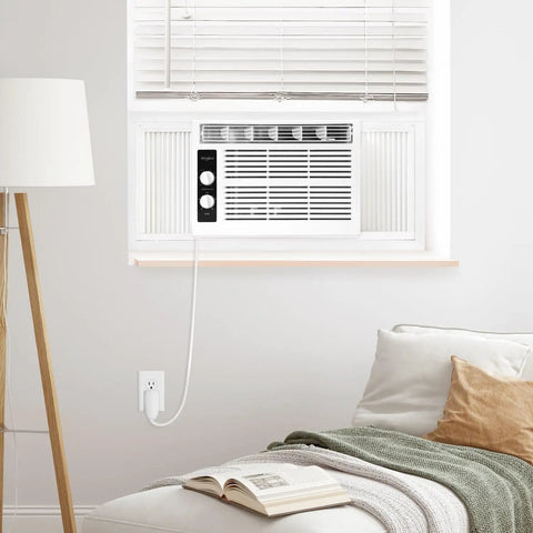 No Sweat 5000 BTU Energy Efficient Window Air Conditioner And Dehumidifier For Rooms Up To 150 Square Feet Featuring Quick Window Mounting Kit For Chill Days Ahead In Crisp White Finish