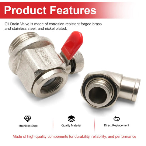 Oil Drain Valve With Removable L Shape Hose End For 27mm 2.0 Thread Stainless Steel Heavy Duty Fitting for Trucks Trailers Buses