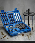 Thinking Process: heavy duty universal bearing remover tool kit in blue case with metal puller arms