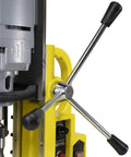 Close-up of Heavy Duty Magnetic Drill Press With 1-3/4 Inch Boring Capacity And 2700 Pound Rock Solid Grip control panel and handles.
