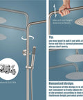 Outdoor Shower Faucet With 8 Inch Rainfall Shower Head Stainless Steel SUS304 All Metal Set Hand Spray 3 Function Combo Brushed Nickel Finish Built Tough For Durable Outdoor Showers with adjustable height feature.