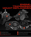 Ride Smooth As Glass Engine Motor Mount And Transmission Mount Kit For Hyundai Elantra And Tiburon 2.0L with labeled mounts.