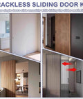 Concealed Sliding Door Kit With Soft Close For Barn Doors, Heavy Duty Ghost Track System, Invisible Sliding Hardware