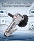 Heavy Duty Pneumatic Angle Grinder Four Inch Generating Kickass Eleven Thousand Rpm Torque For Seamless Metal Cutting Grinding And Polishing Across Tough Workshop Jobs with 4-inch grinding disc.