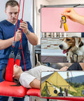 Collage of Heavy Duty Iron Carabiner Clips Set For Camping And Hiking Nonlocking 2.5 Inch D Ring Carabiners in various uses