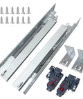 Four Pair 9 Inch Undermount Soft Close Drawer Slides With Full Extension And Rear Bracket Hardware Premium Steel Build, includes mounting hardware.
